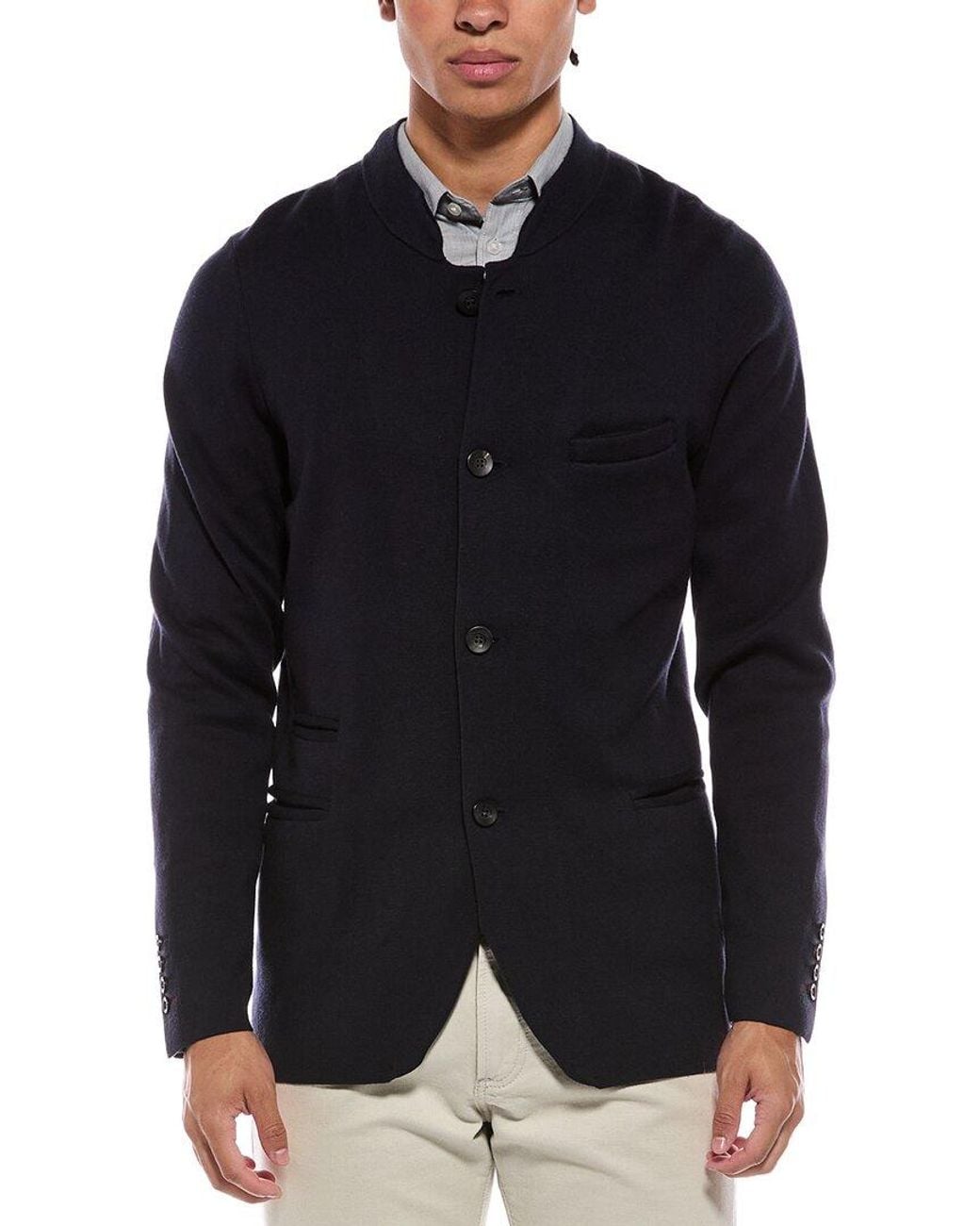 N.Peal Cashmere Blue Cashmere-Blend Jacket for men
