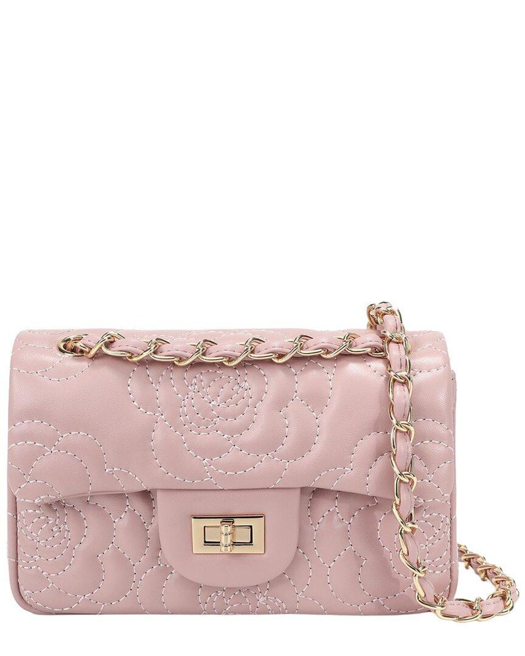 Tiffany & Fred Paris Pink Quilted Sheepskin Crossbody
