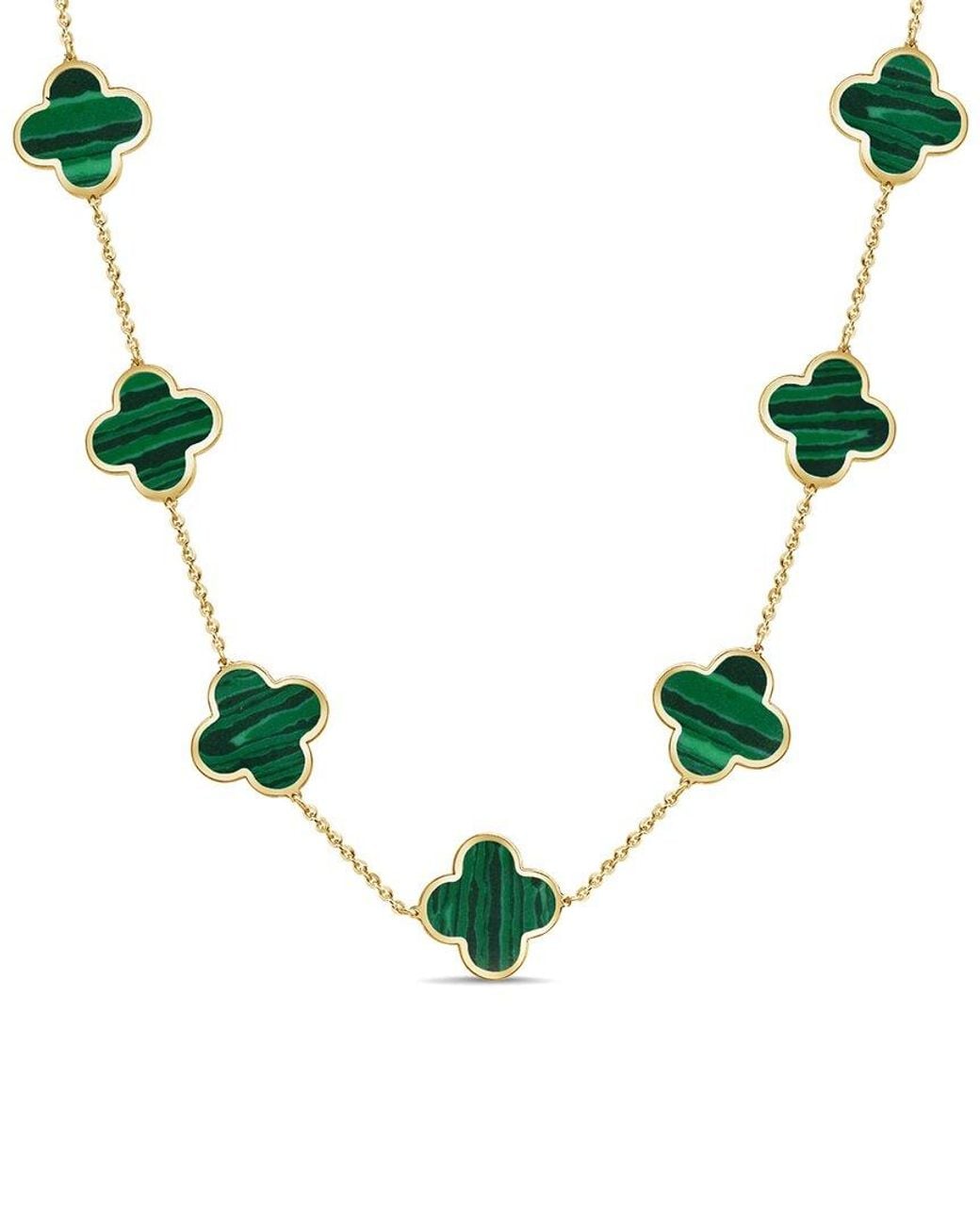 Italian Gold Green 14k Malachite Layered Necklace