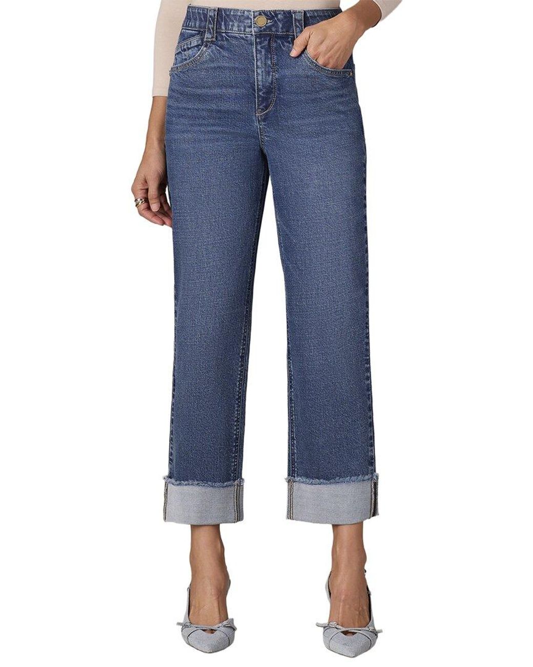 Wit & Wisdom Blue Fray Cuff Boyfriend Jean