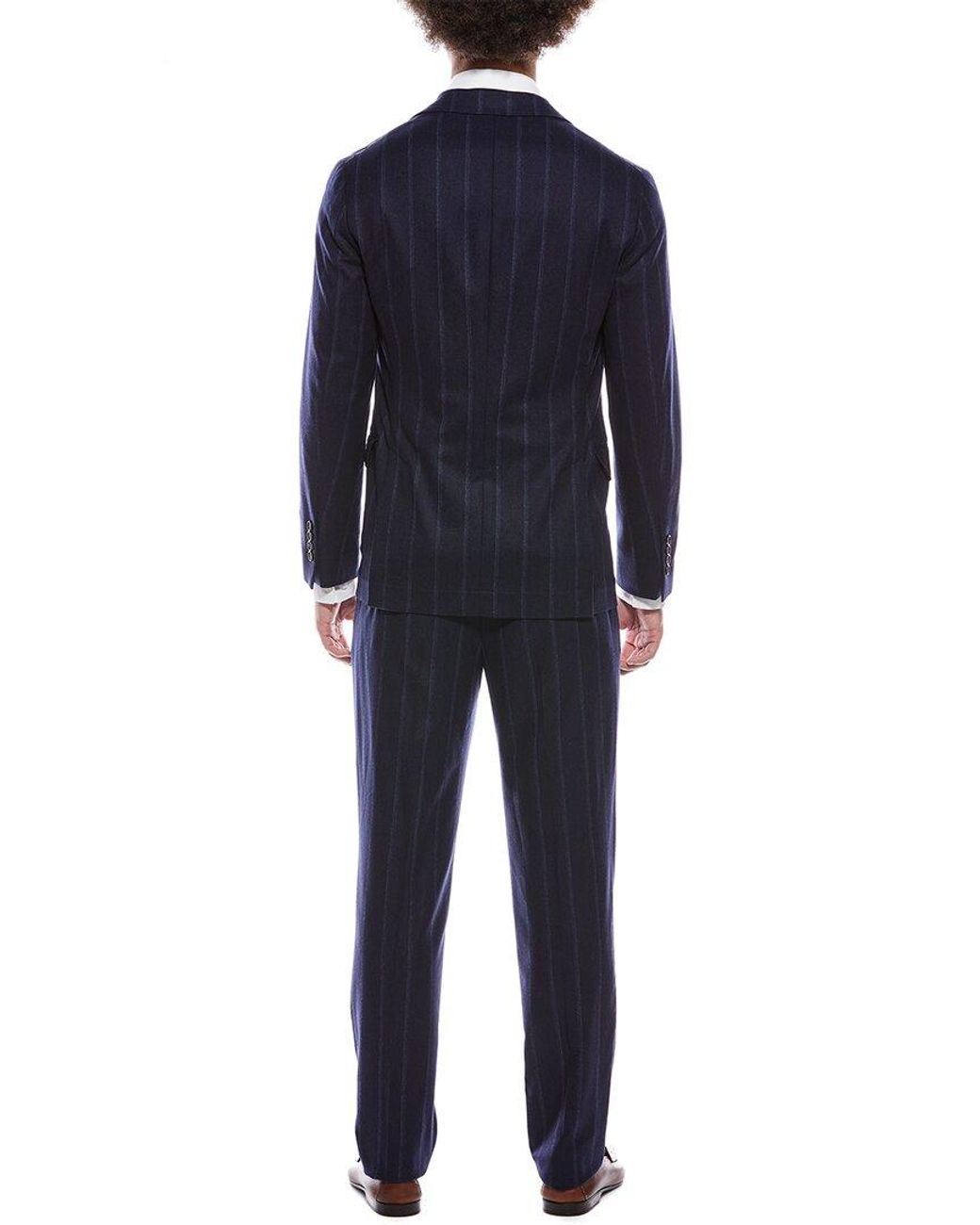 Brunello Cucinelli Blue 2Pc Wool, Silk, & Cashmere-Blend Suit With Pleated Pant for men