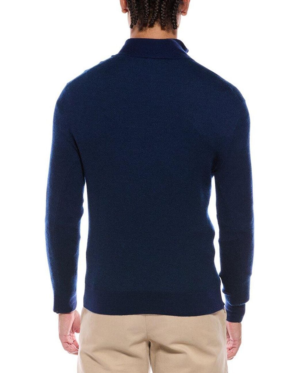 N.Peal Cashmere Blue Regent Birdseye 1/2-Zip Cashmere & Silk-Blend Mock Neck Sweater for men