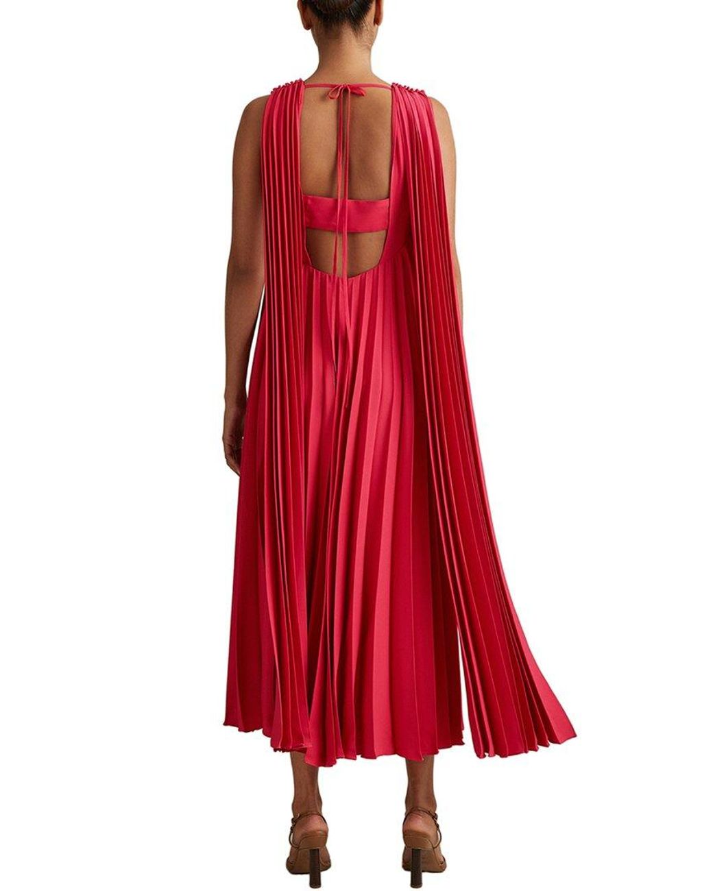 Reiss Red Loreli Pleated Occasion Gown