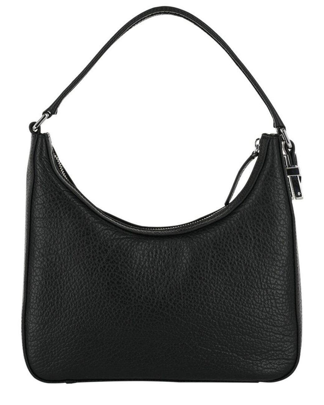 By Far Black Rhea Large Grain Leather Shoulder Bag