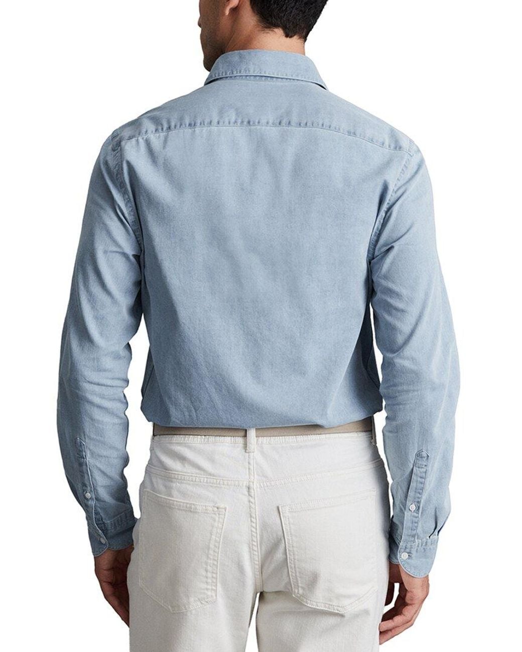 Reiss Blue Draper Washed Chambray Casual Shirt for men