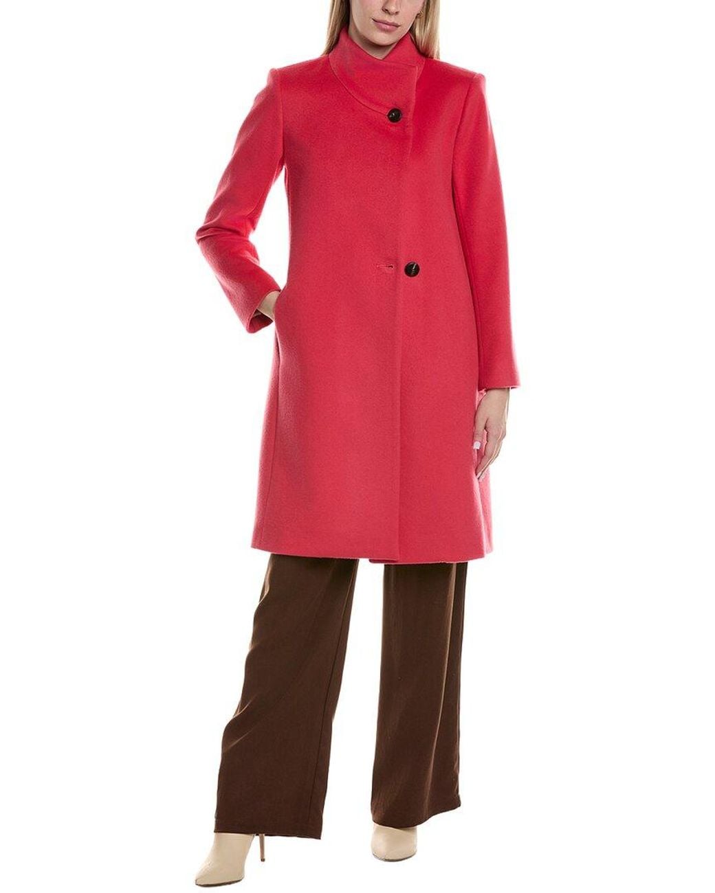 Fleurette Red Medium Wool Coat