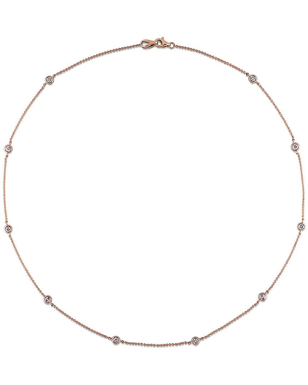 Diamond Select Cuts Natural 14K Rose 0.75 Ct. Tw. Diamond Station Necklace