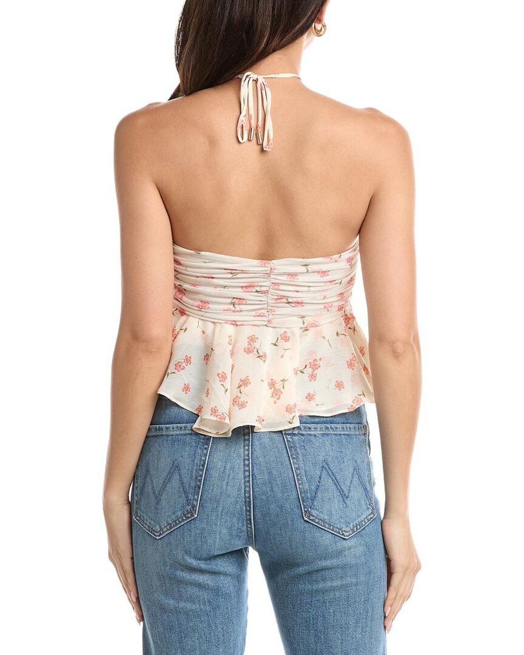 AFRM Blue Willie Halter Front Ruffle Top