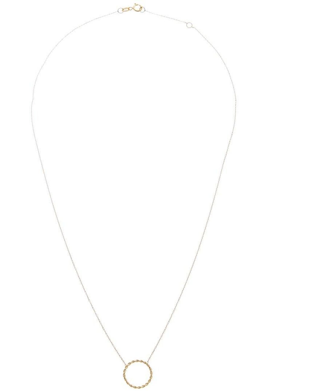 Italian Gold White 10K Twisted Circle Adjustable Necklace