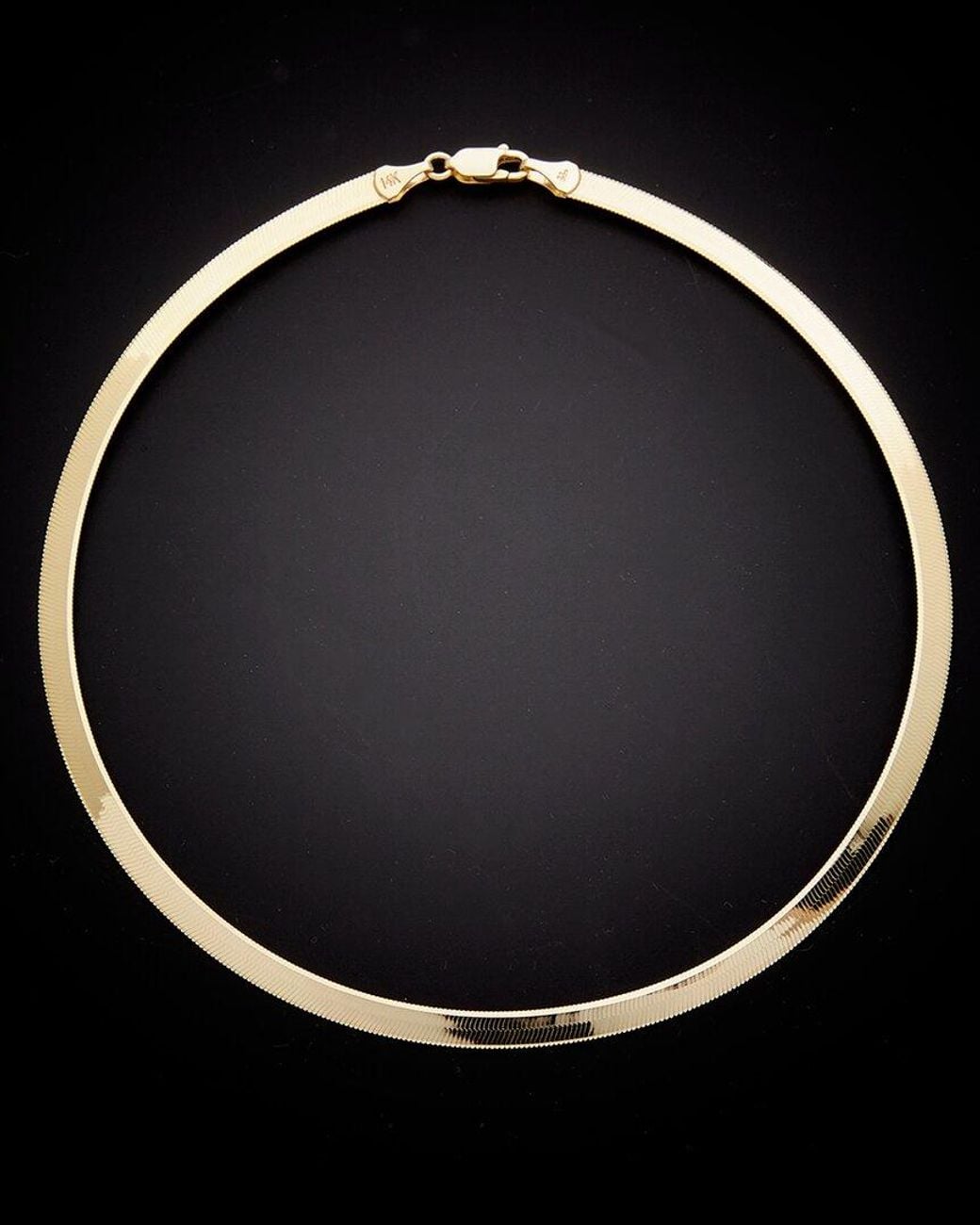 Italian Gold Black 14k Herringbone Chain Necklace