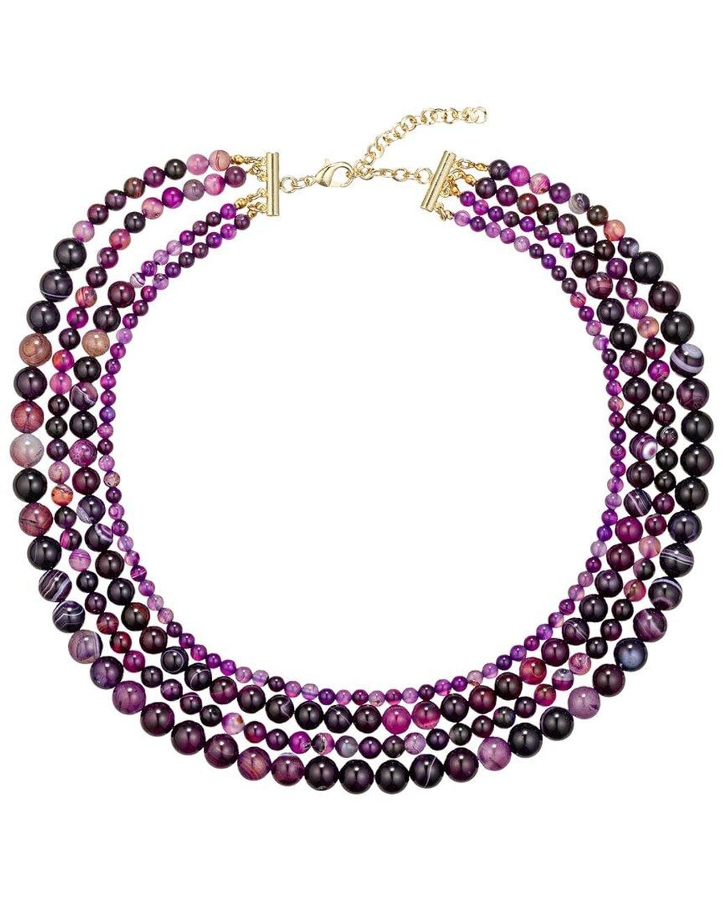 Eye Candy LA Pink Amethyst Beaded Multi Layer Drop Necklace