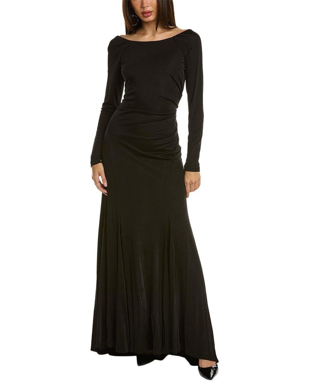Donna Karan Jersey V-back Gown in Black | Lyst UK