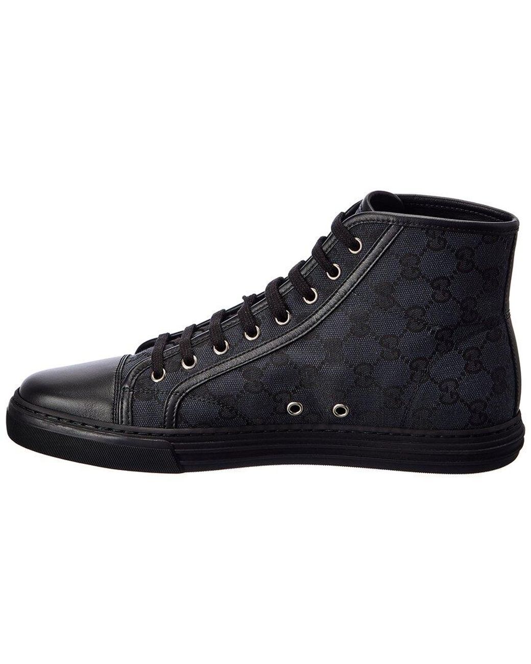 Gucci GG Canvas & Leather High-top Sneaker in Black for Men | Lyst