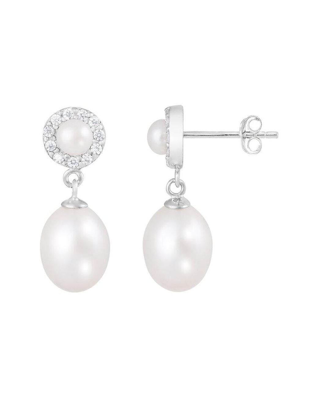 Splendid White 4Mm Pearl Cz Earrings