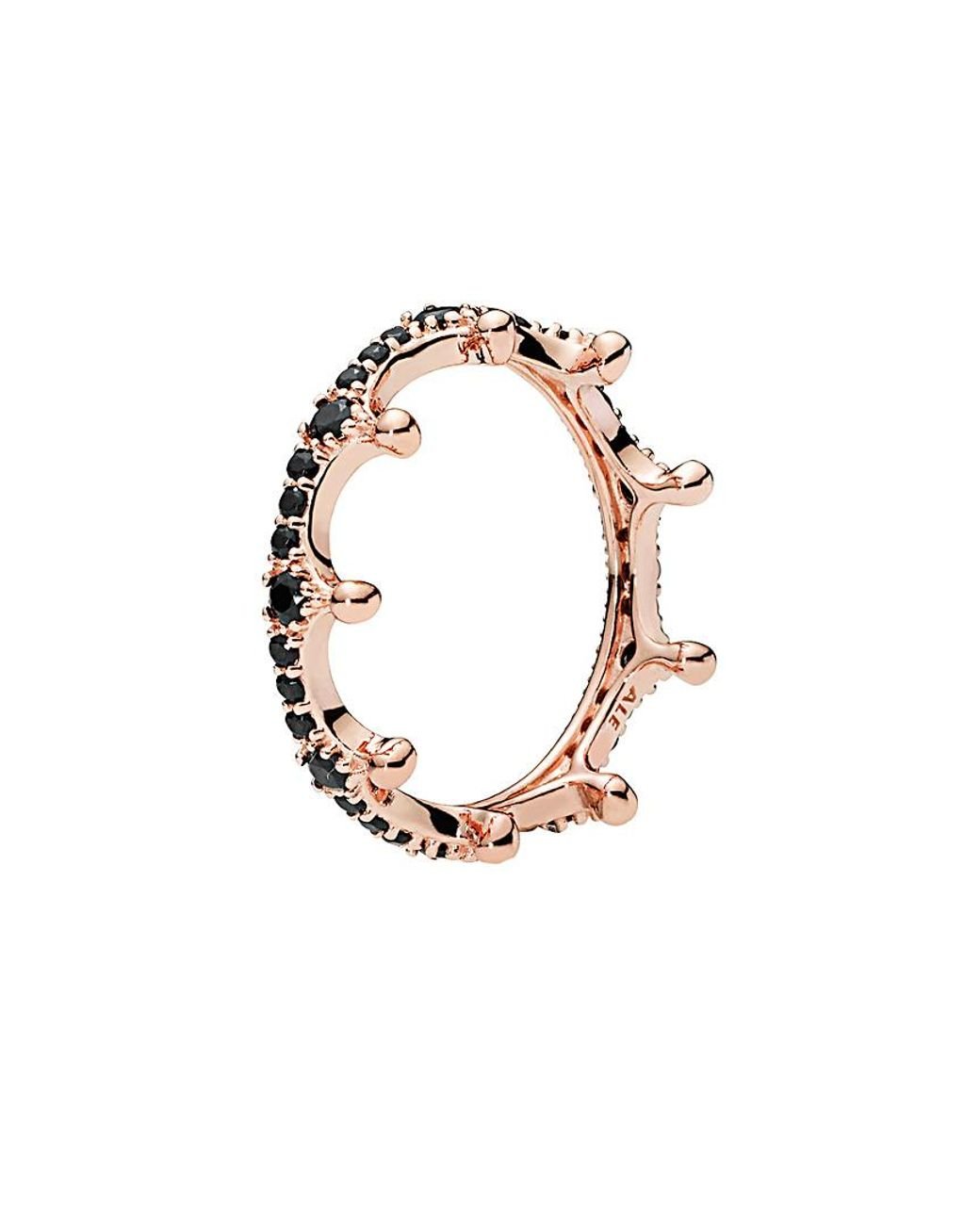 Pandora rose crystal black sparkling crown ring deals