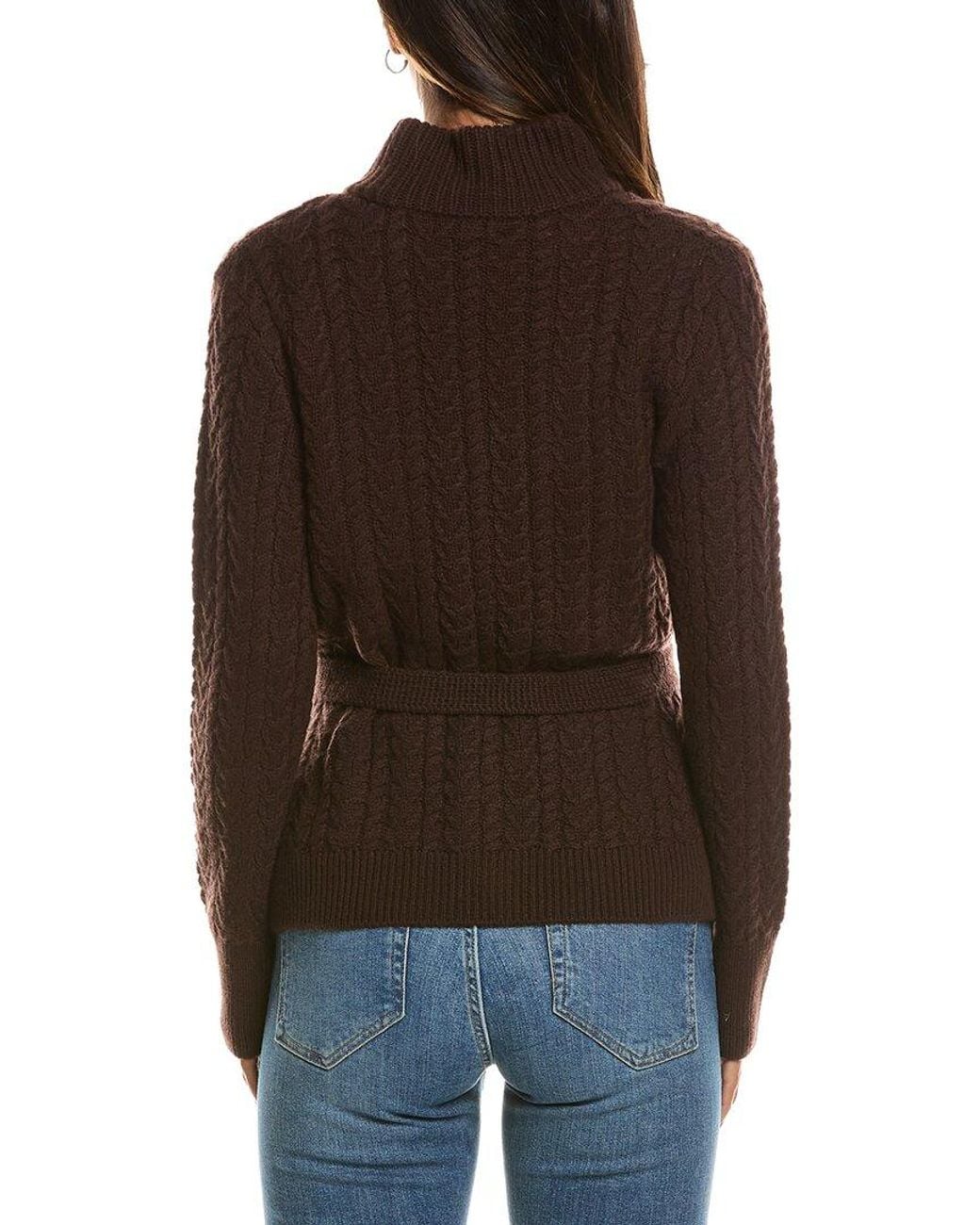 Forte Brown Military Cable Wool & Cashmere-Blend Cardigan