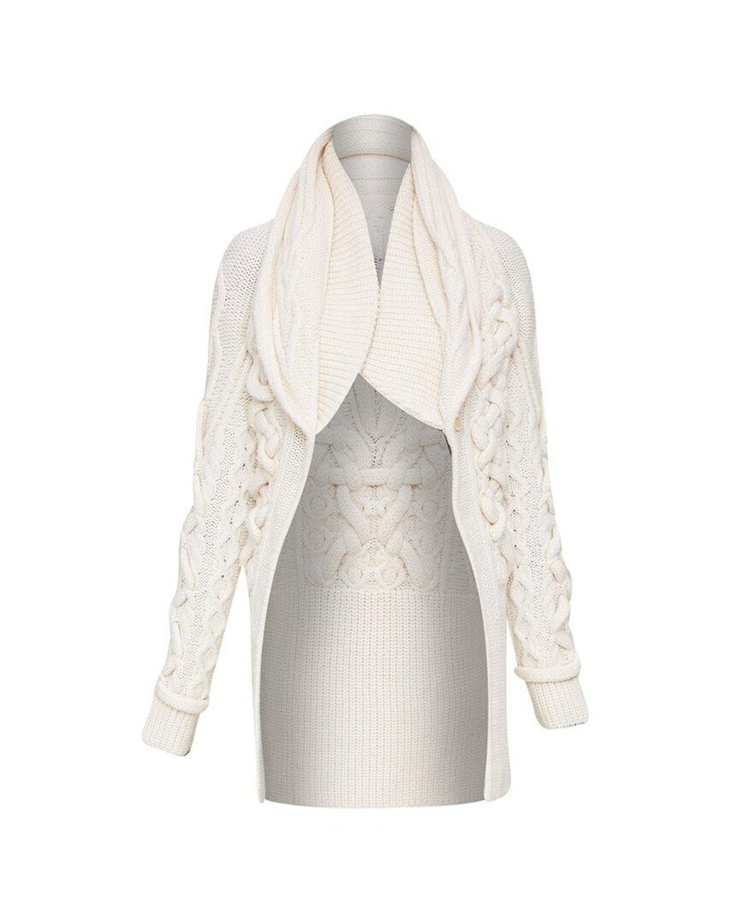 Givenchy White Chunky Cable Knit Cowl Neck Cardigan, Size Int (Authentic Pre- Loved)