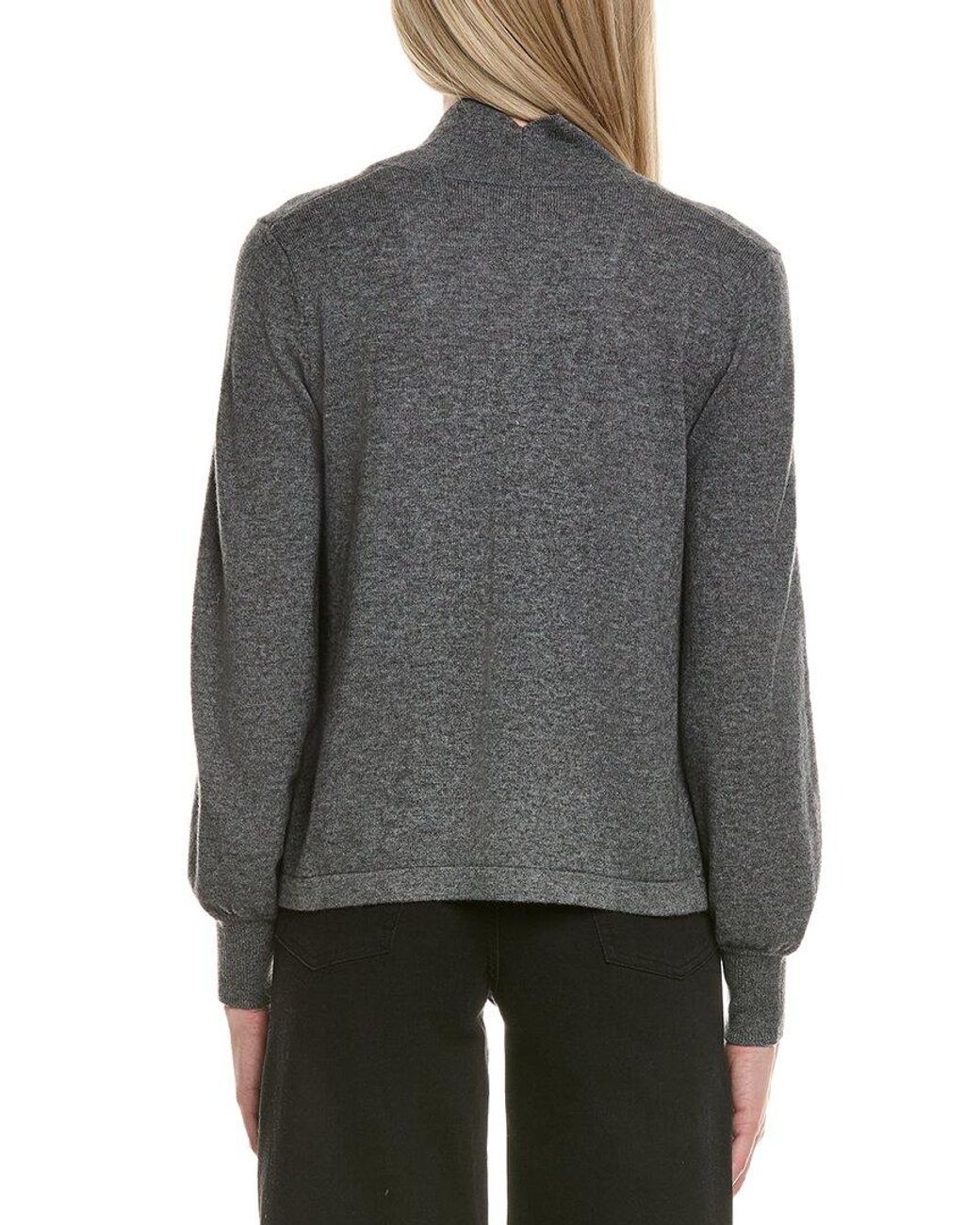Sofiacashmere Gray Scallop Edge Cropped Wool & Cashmere-Blend Cardigan