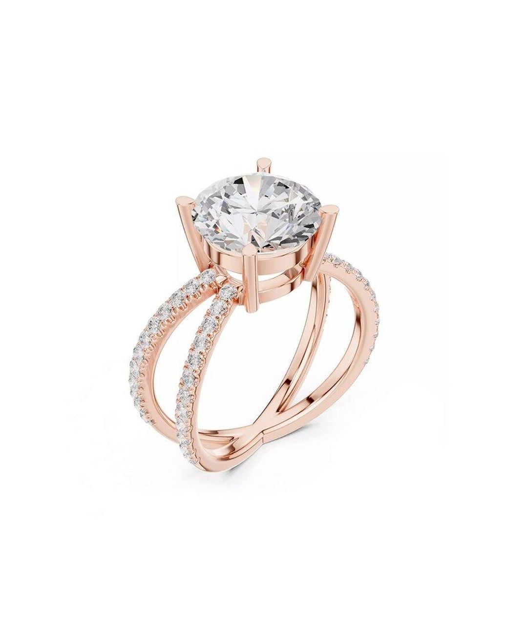 Lab Grown Diamonds White 14K Rose 4.00 Ct. Tw. Lab-Grown Diamond Ring