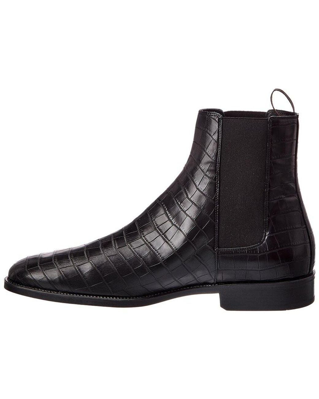 Giuseppe Zanotti Black Croc-Embossed Leather Boot for men