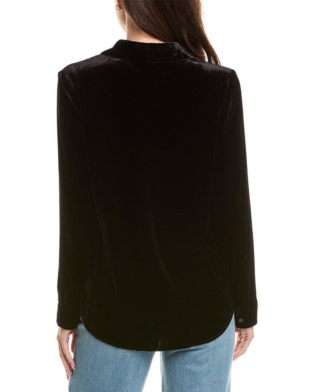 L'Agence Black Argo Silk-Blend Shirt