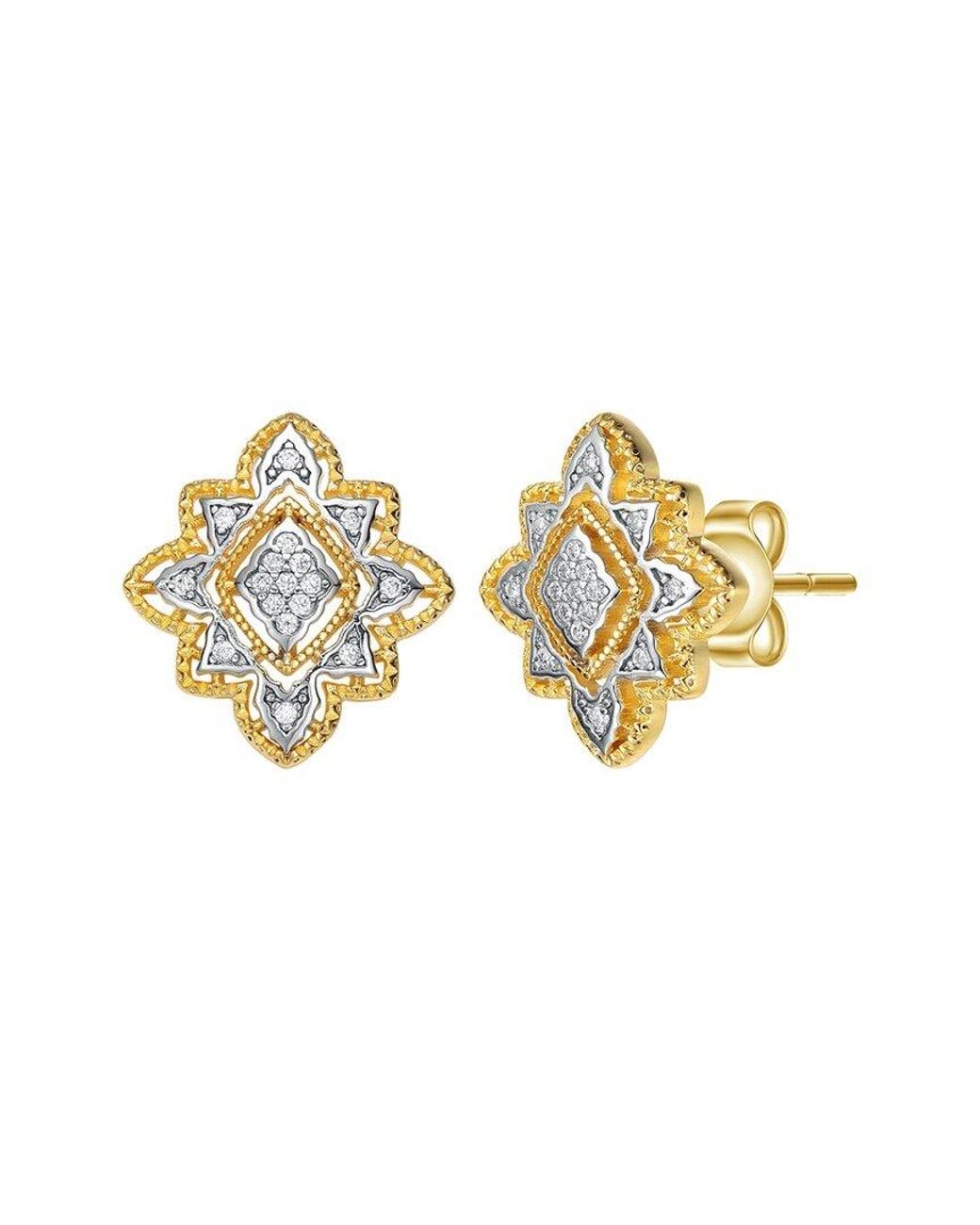 Rachel Glauber Metallic Two-tone Plated Cz Studs