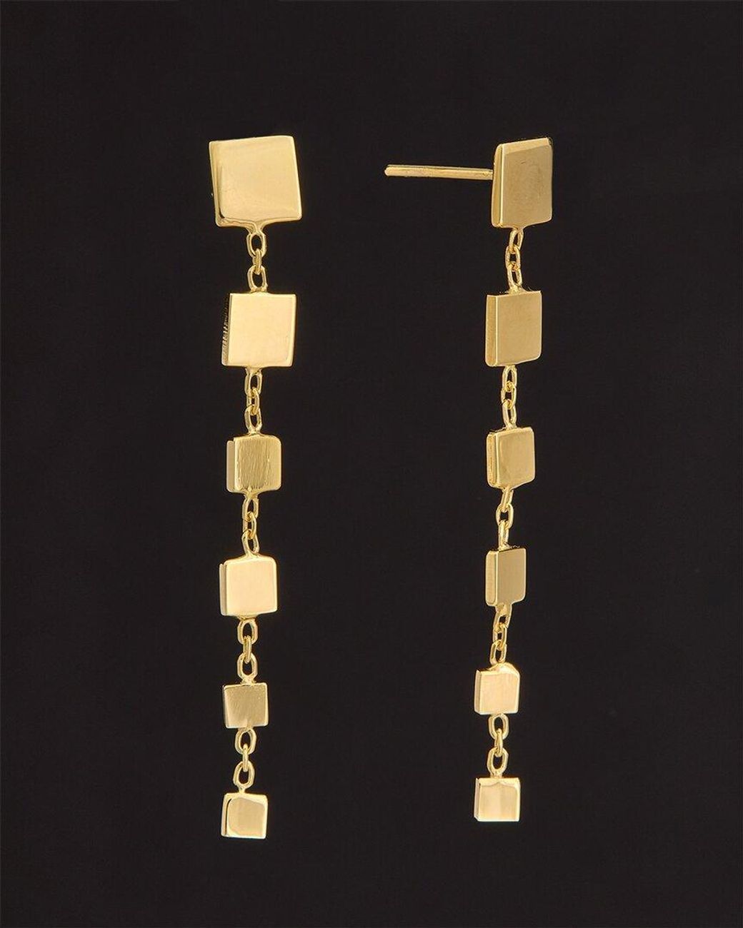 Italian Gold Black 14k Graduated Square Drop Earrings