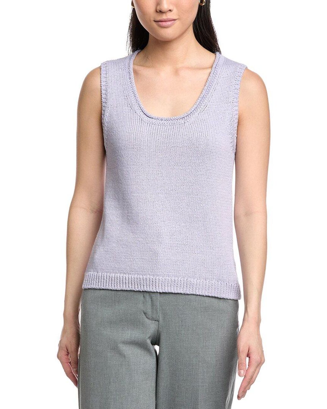 St. John Purple Scoop Neck Knit Tank