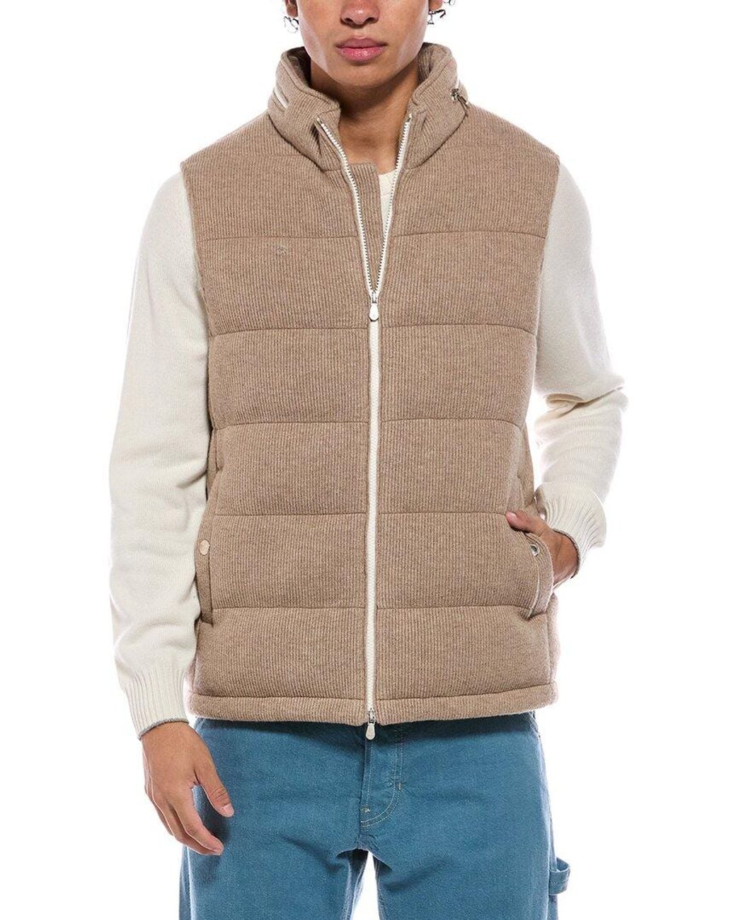 Brunello Cucinelli Natural Knit 100% Cashmere Vest for men