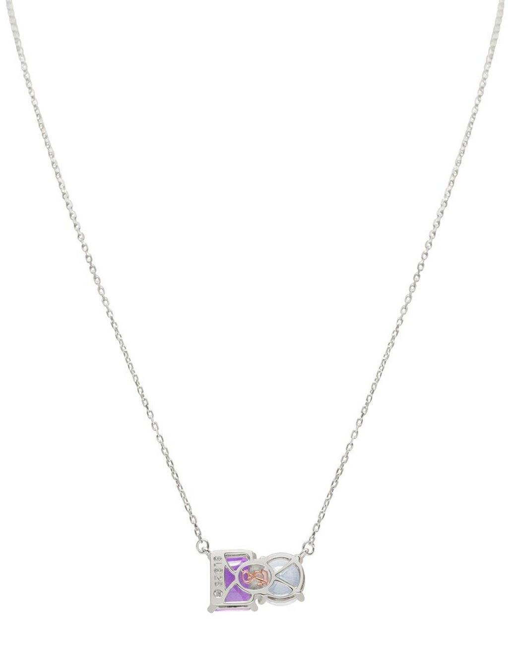 Suzy Levian Metallic Silver 5.00 Ct. Tw. Gemstone Toi Et Moi Necklace