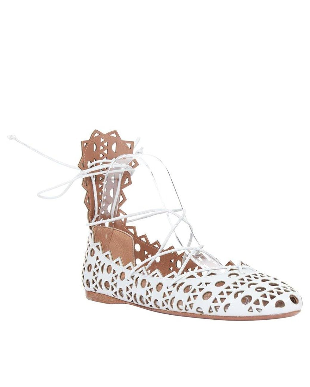 Alaïa White Alaïa Leather Perforated Ballerina Flat (Authentic Pre-Loved)