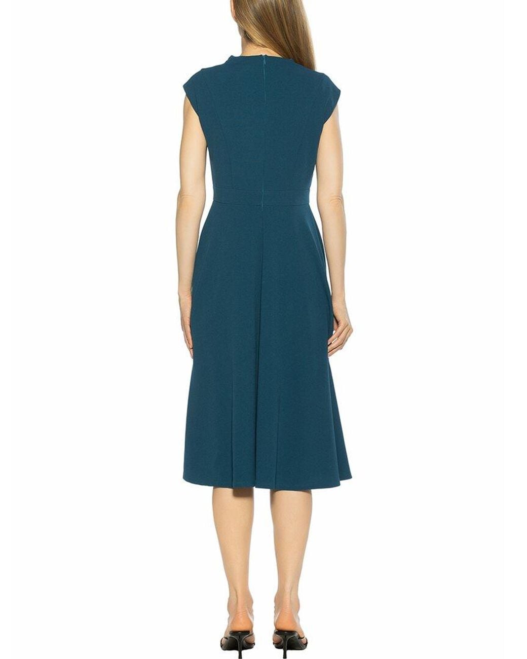 Alexia Admor Blue Yara U Neck Fit & Flare Midi Dress