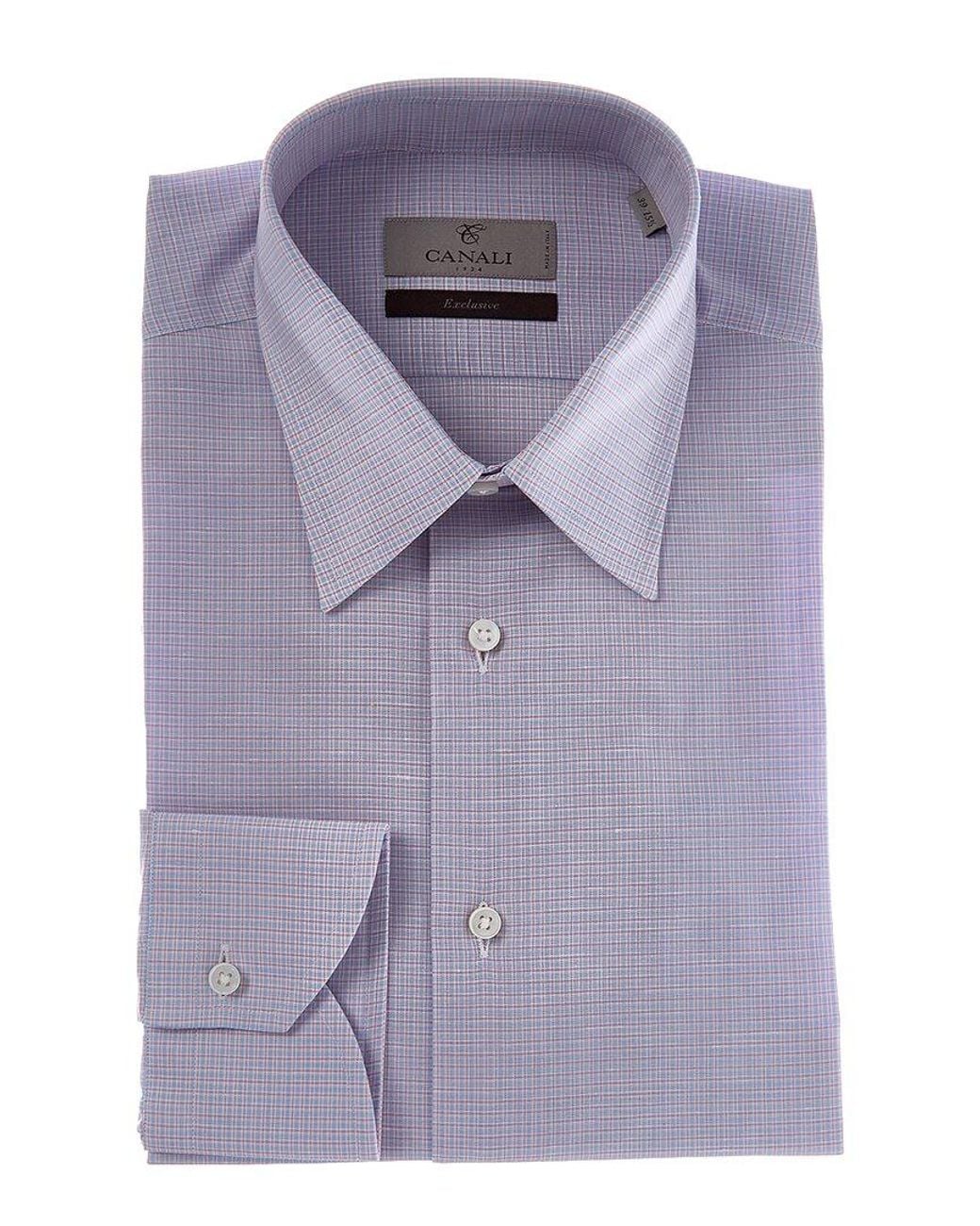 Canali Purple Linen-Blend Dress Shirt for men