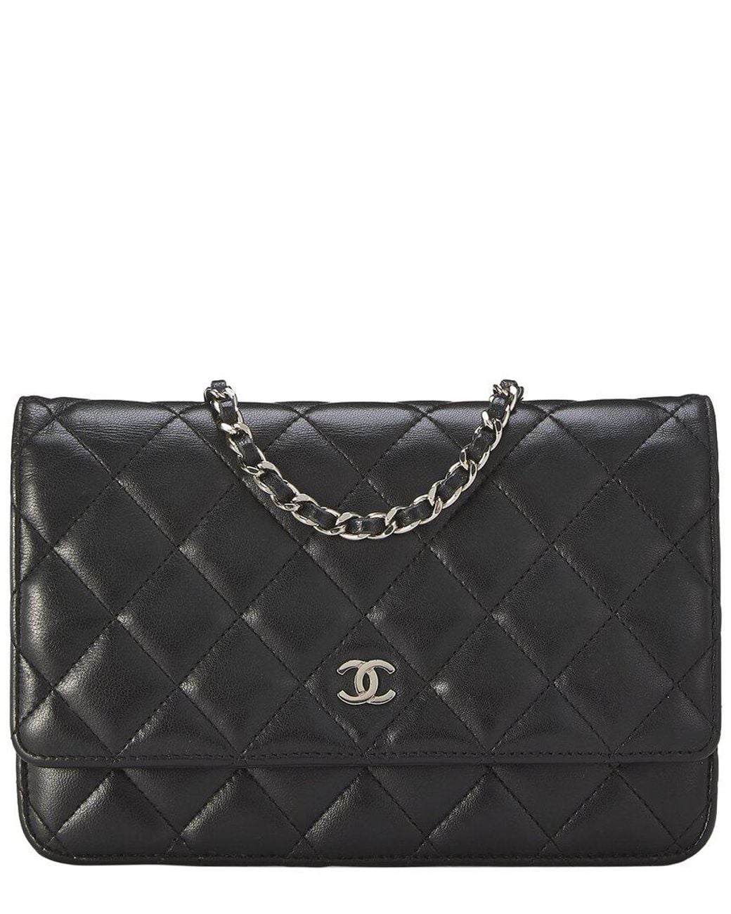 Chanel Black Lambskin Classic Quilted Wallet On Chain (Authentic Pre-Loved)