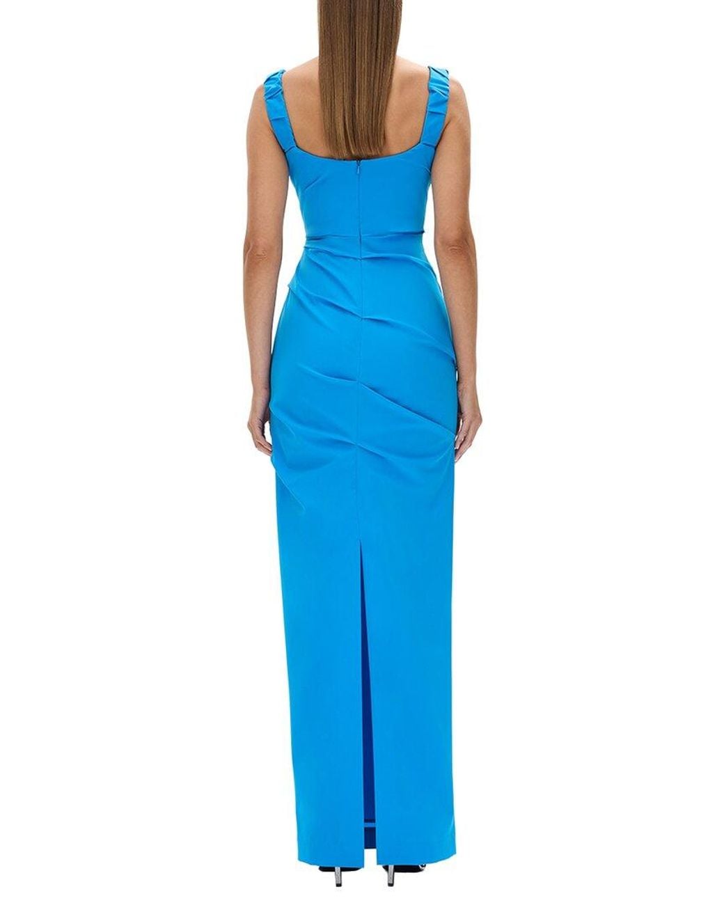 Rachel Gilbert Blue Camille Column Gown