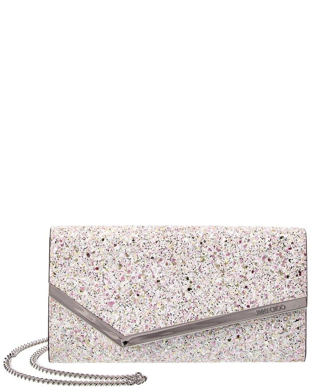 Jimmy Choo Gray Emmie Glitter Shoulder Bag