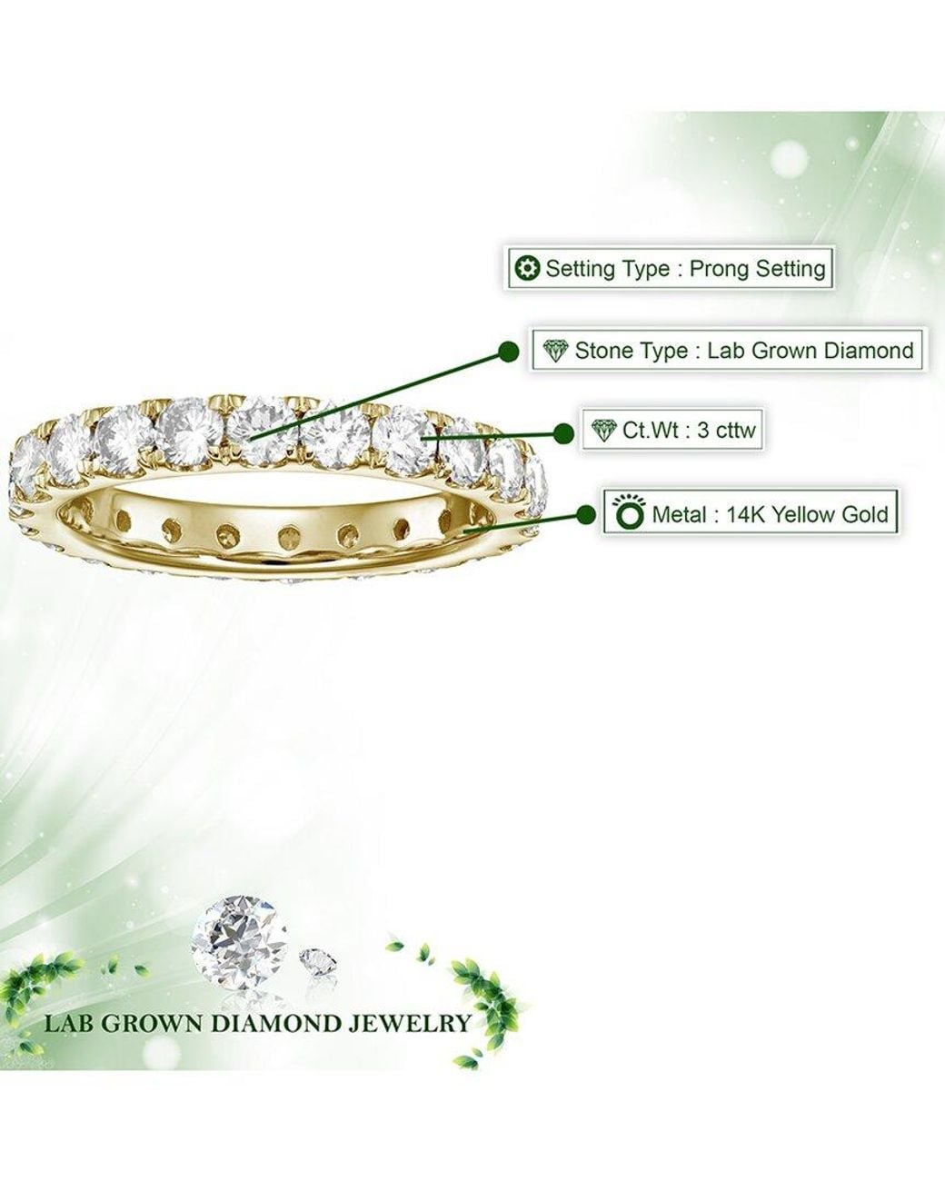 Amairah White 14K 3.00 Ct. Tw. Lab-Grown Diamond Eternity Ring