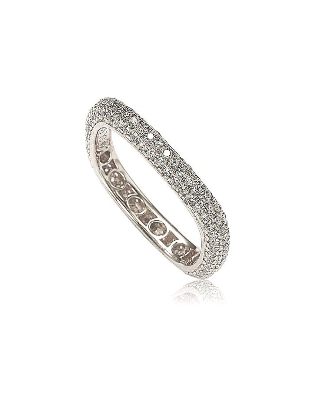 Suzy Levian White Silver Cz Stackable Ring