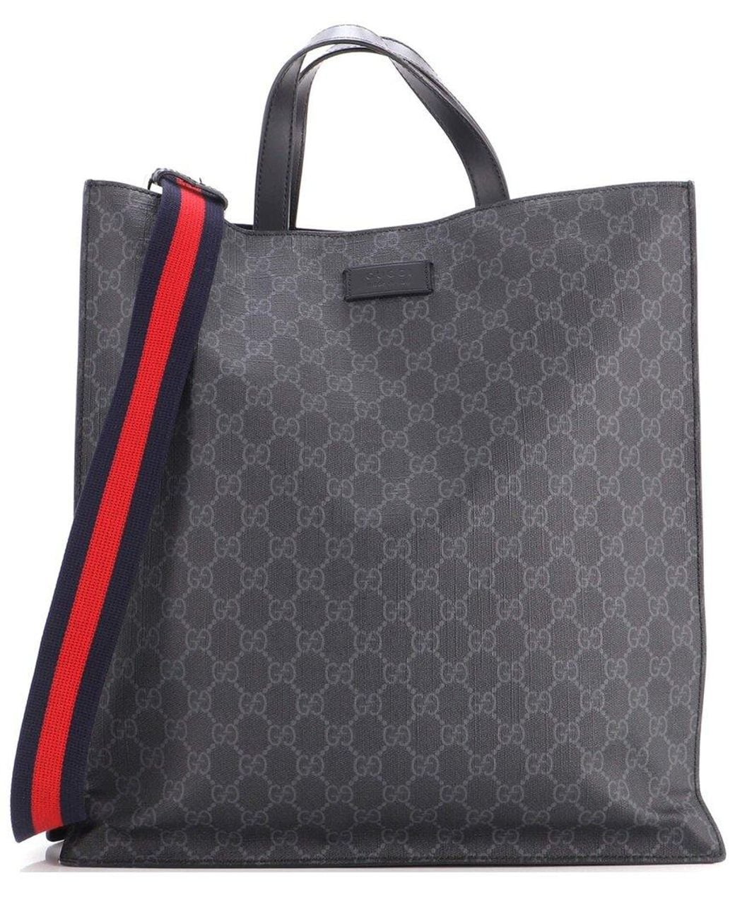 Gucci Black Gg Coated Canvas Convertible Soft Open Tote Tall (Authentic Pre- Loved)