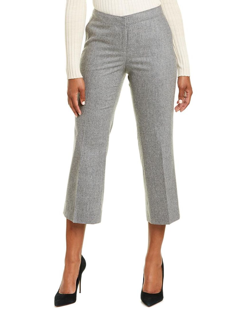Lafayette 148 New York Synthetic Cropped Manhattan Flare Pant in Grey ...