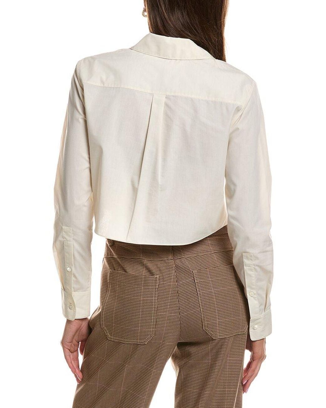 Theory White Crop Classic Shirt