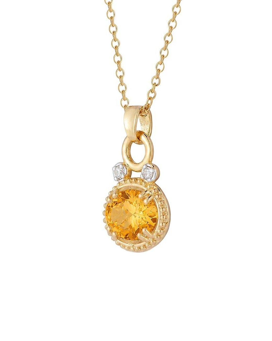 Reiss Metallic 14K 2.50 Ct. Tw. Diamond & Citrine Necklace