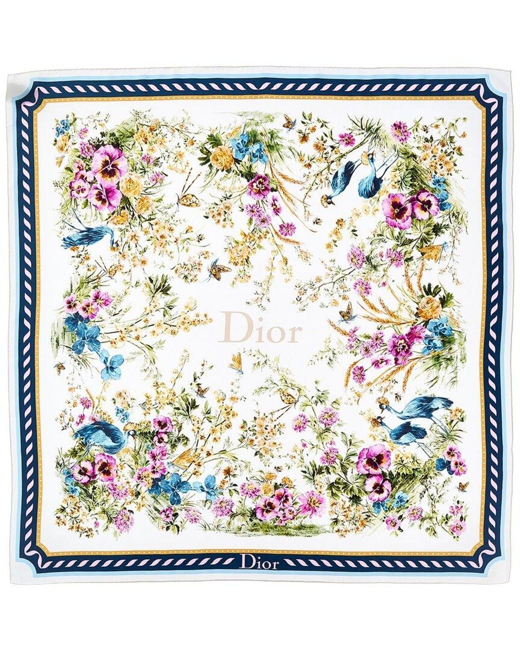 Dior Metallic Floral Garden Silk Scarf