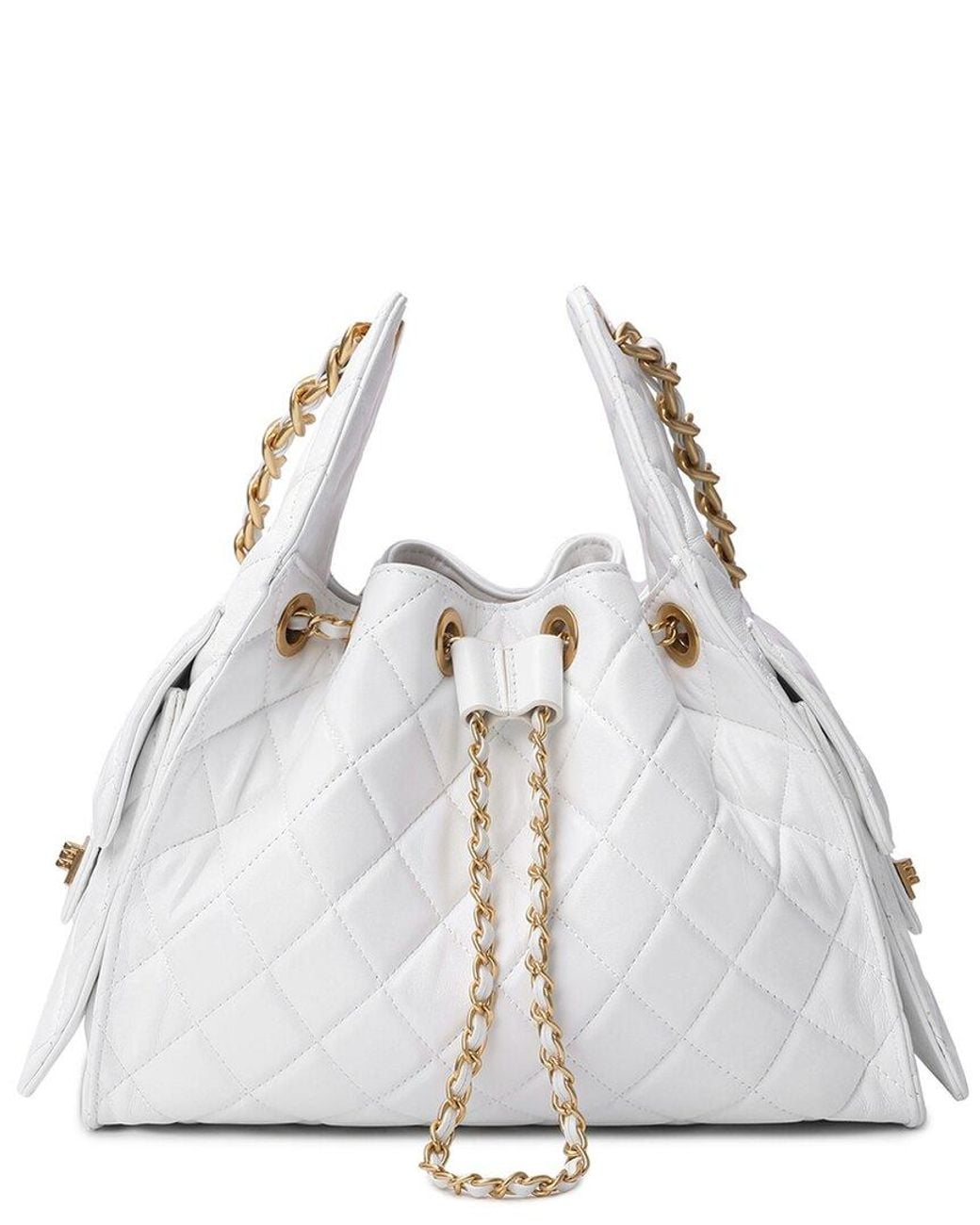 Tiffany & Fred Paris White Quilted Leather Shoulder Bag