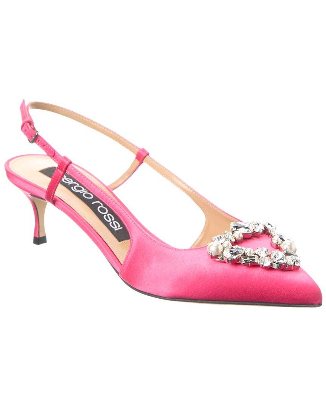 Sergio Rossi Pink Godiva Satin Slingback Pump