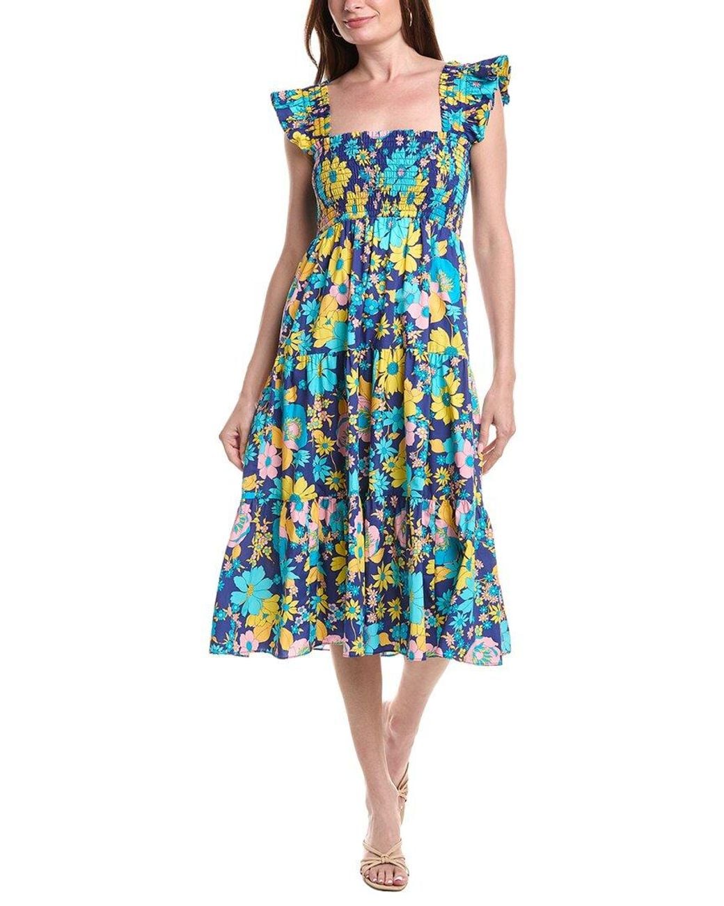 FLORA BEA NYC Blue Kandi Midi Dress