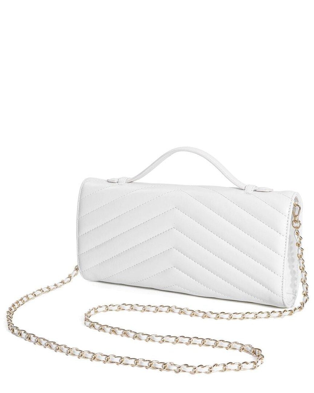 Tiffany & Fred Paris White Quilted Leather Shoulder Bag