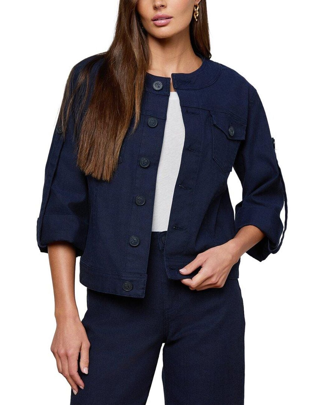 L'Agence Blue Anouk Collarless Jacket
