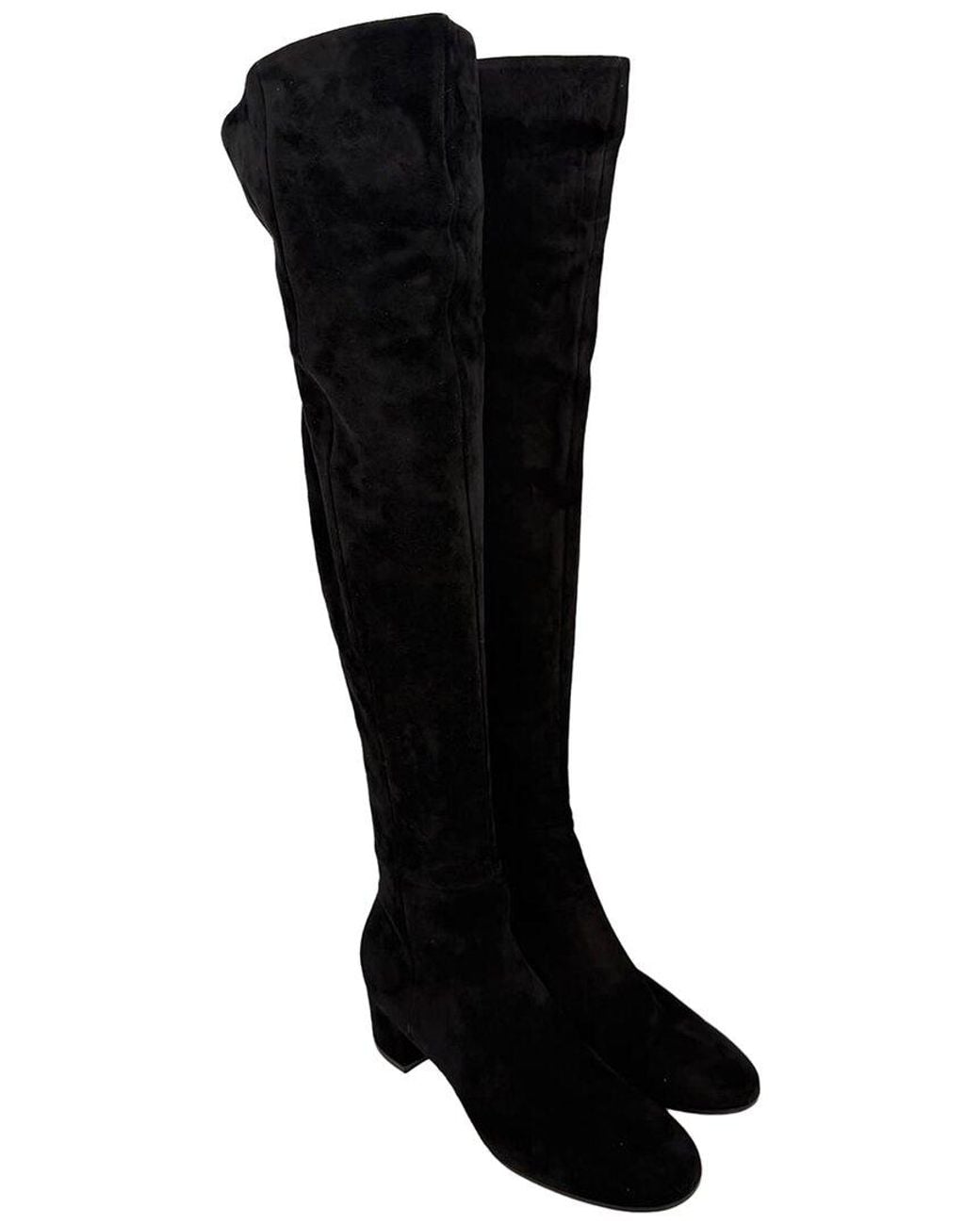 Gianvito Rossi Black Suede Almond-Toe Knee-High Boot (Authentic Pre-Loved)