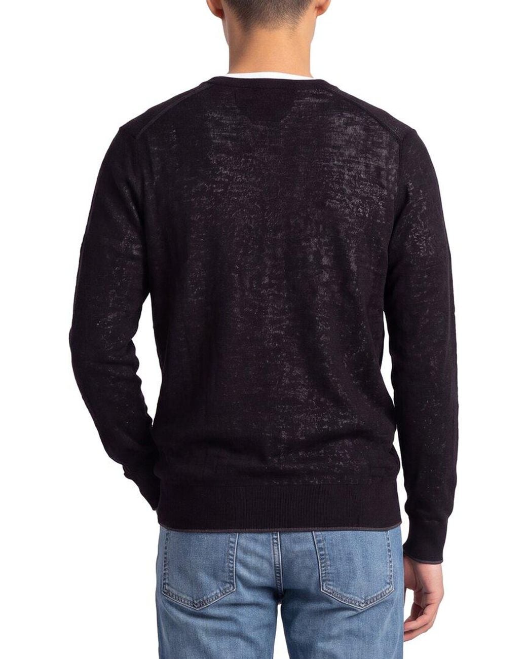 Raffi Black Jacquard Wool-Blend V-Neck Sweater for men